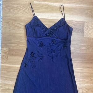 Elegant Beaded Spaghetti Strap Dress